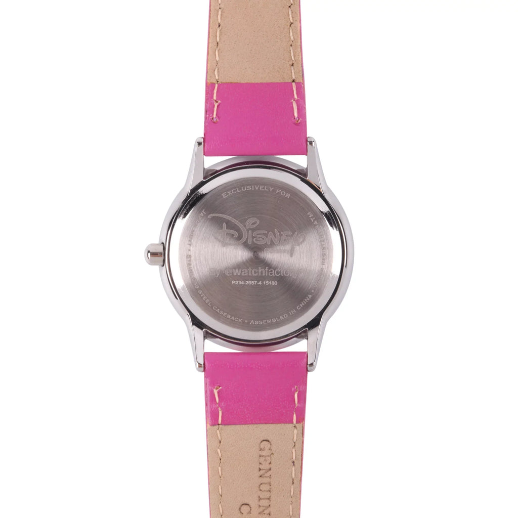 Princess Rapunzel Girls'Stainless Steel Watch, Pink Leather Strap