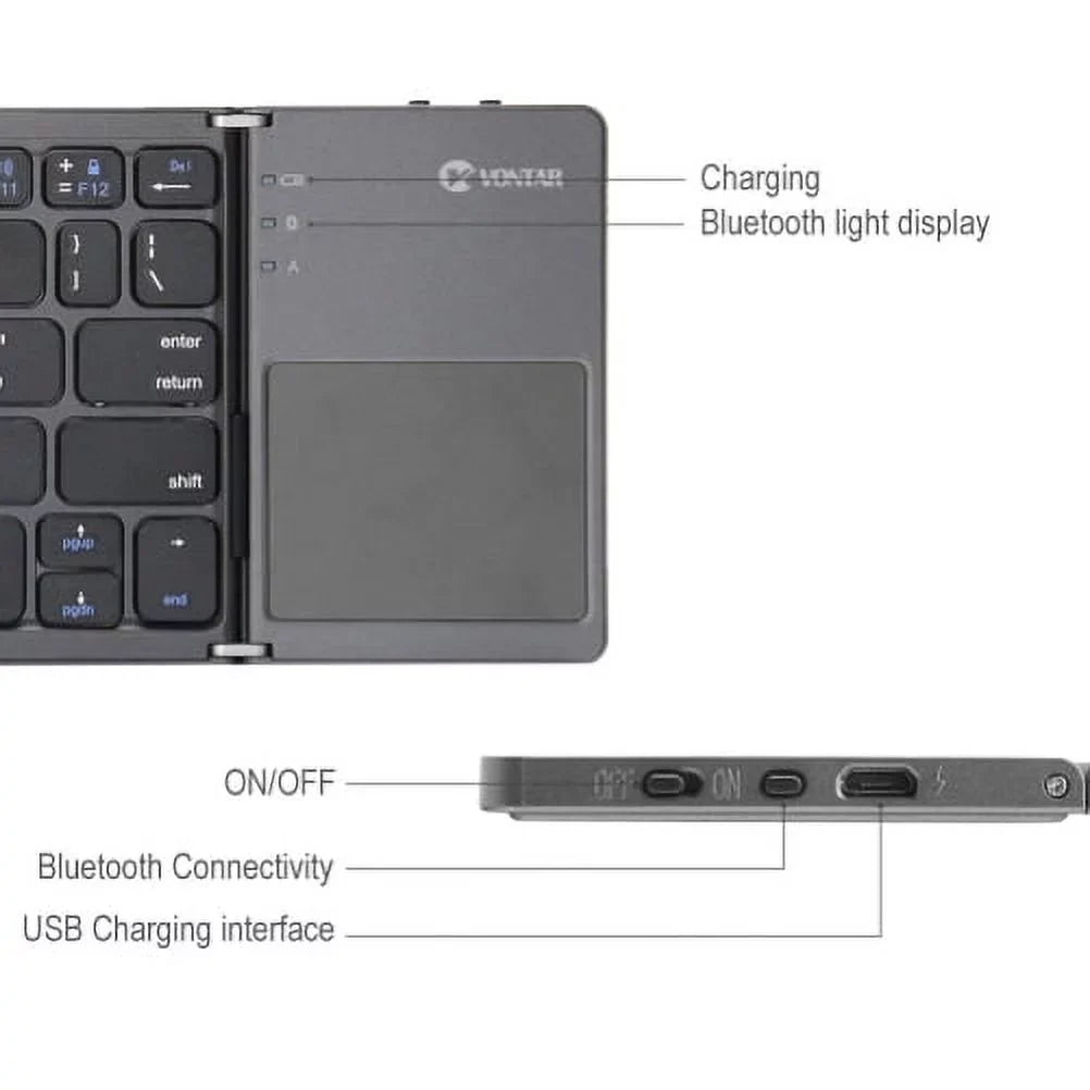 Rechargeable Folding Wireless Keyboard Portable Compact  for iPad Pro 12.9 (2019) 10.5 9.7 4 3 2 -  Zenfone  Live Max Plus ,  Phone,  5z 5Q 4 Pro, Google Nexus 2 7