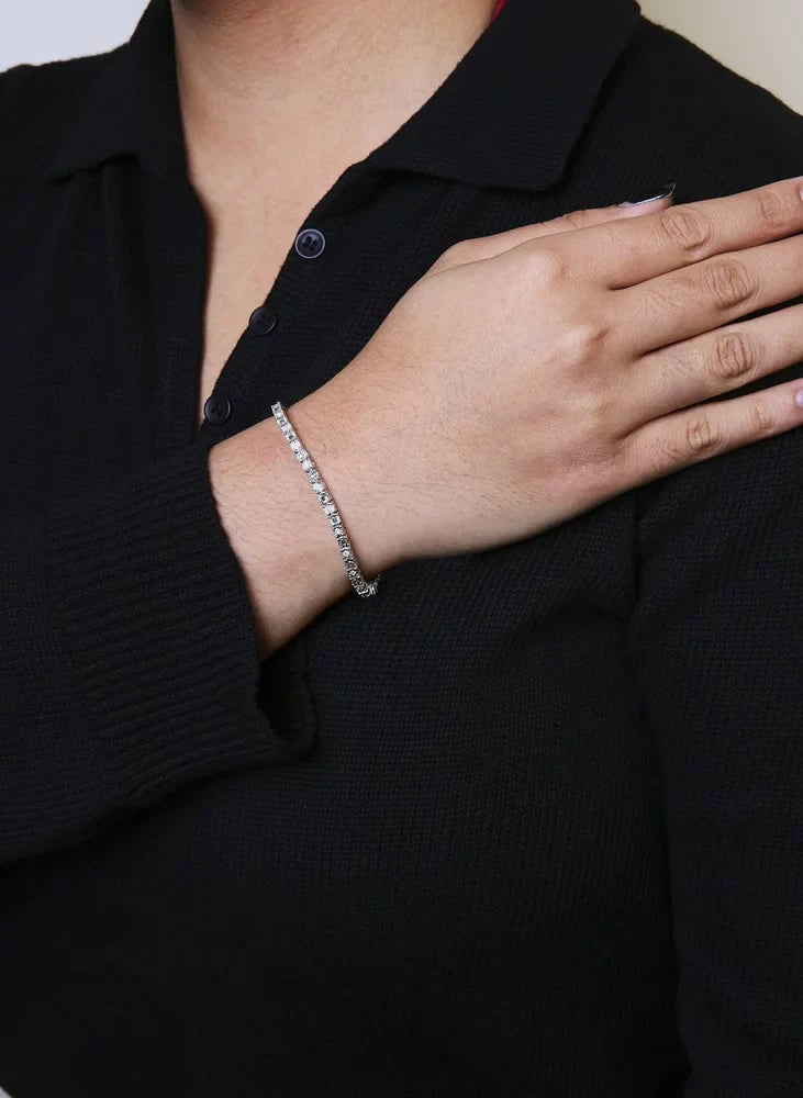 Haus of Brilliance .925 Sterling Silver 1.0 Cttw Womens with Alternating Round cut Box Clasp White Diamond and Treated Green Diamond Tennis Bracelet (Green and - Color,  Clarity) - Size 7" Inches