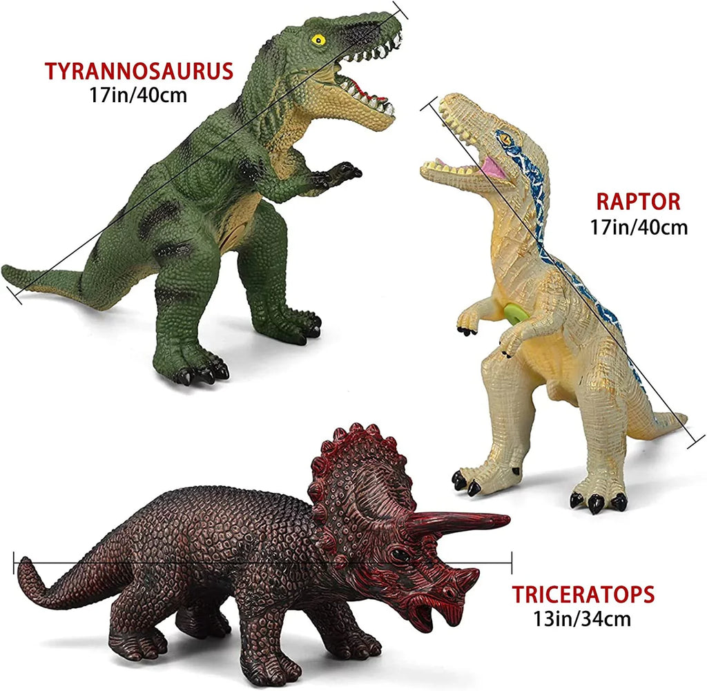 6 Piece Jumbo Dinosaur Toys for Kids and Toddlers, 13-17 Inches Blue Velociraptor -Rex, Large Soft Dinosaur Toys Set for Dinosaur Lovers - Perfect Dinosaur Party Favors, Birthday Gifts