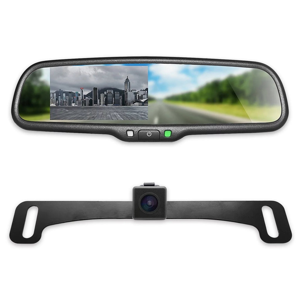 Master Tailgaters  Rear View Mirror with 4.3”  Screen + Waterproof 170° Backup Camera Kit - Universal Fit for Enhanced Car Safety
