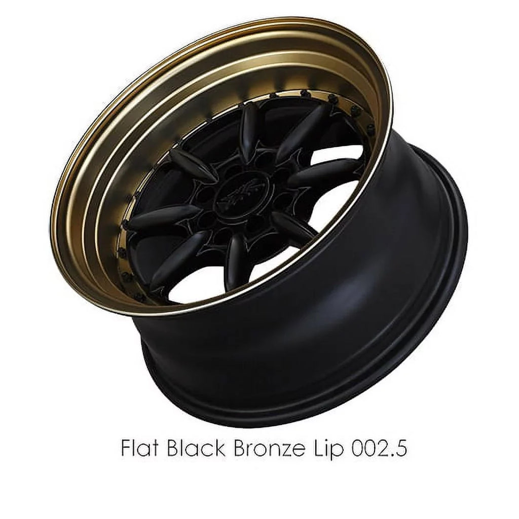 002.5 16x8 4x100/4x114.3 20et Flat Black / Bronze Lip Wheel