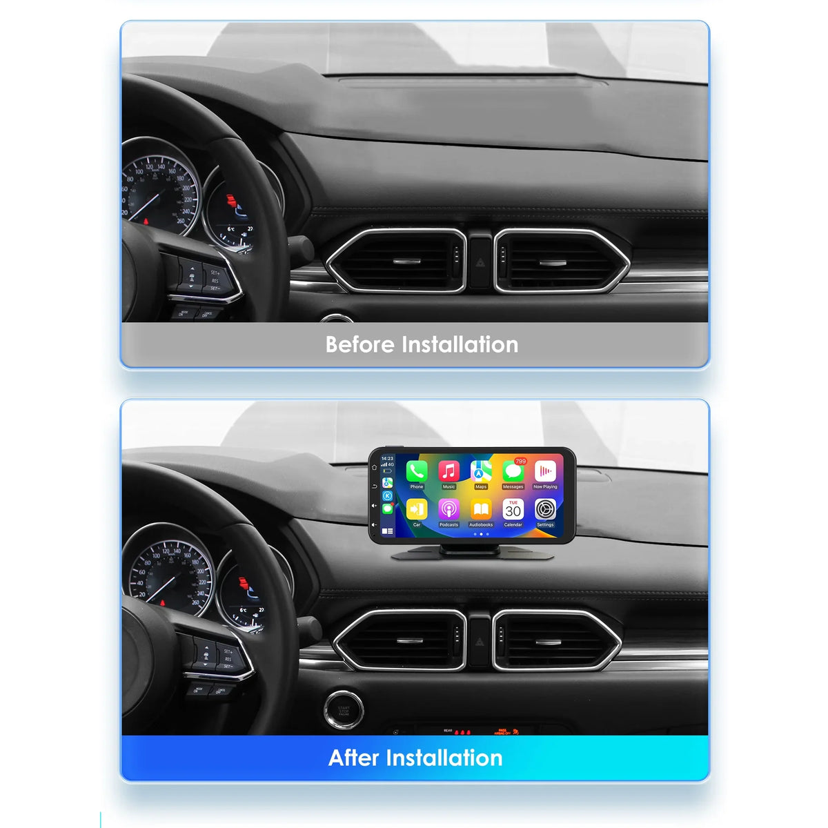 Hizpo  Navigation Bluetooth 6.25 Inch Touchscreen 360° Adjustable  Car Radio Stereo Head Unit Receiver With Apple Carplay Android Auto And Backup Camera