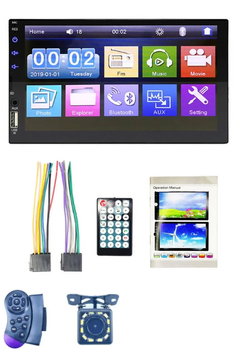 Virwir Car Multimedia Player Bluetooth 7 inch,  Car Mp5 Player Touch Screen Autoradio with Backup Camera Rear