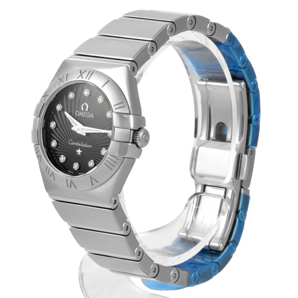 Pre-Owned Omega  Constellation 12P Diamond Index  Women's Quartz Watch Black Dial 123.10.24.60.51.001 (Good)