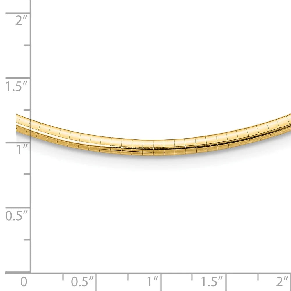 14k 3mm Domed Omega Necklace -18