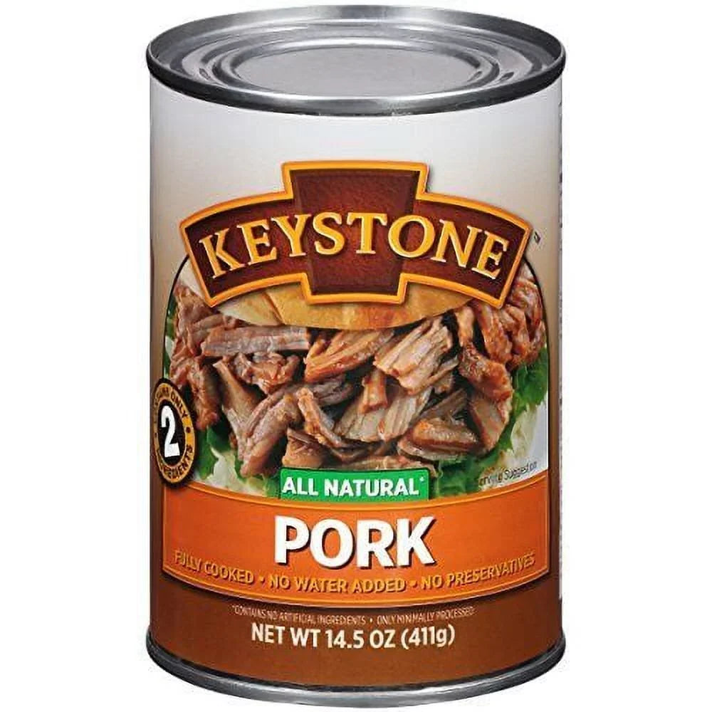 (6 Pack) Keystone All Natural Pork 14.5 oz Can  Emergency Survival Food For Camping Hiking and Backpacking Ready to Eat- Pack of 6 Cans