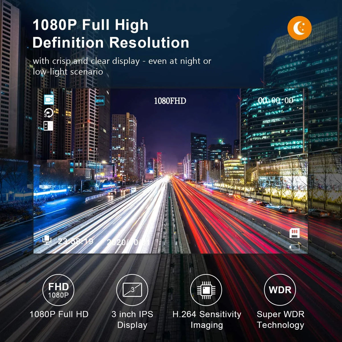 Dash Cam Front with 32G  Card, 1080P  Car Driving Recorder 3''  Screen 170°Wide Angle Dashboard Camera Aluminum Alloy Case,  -Sensor Parking Monitor Loop Recording Motion Detection