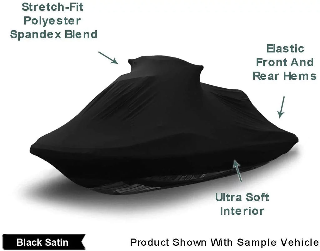 Indoor Jet Ski Cover for Yamaha Wave Runner  650 1991-1995 - Black Satin - Ultra Soft & Stretchy - Protects from Dust & Dings Inside! Includes Storage Bag - Indoor