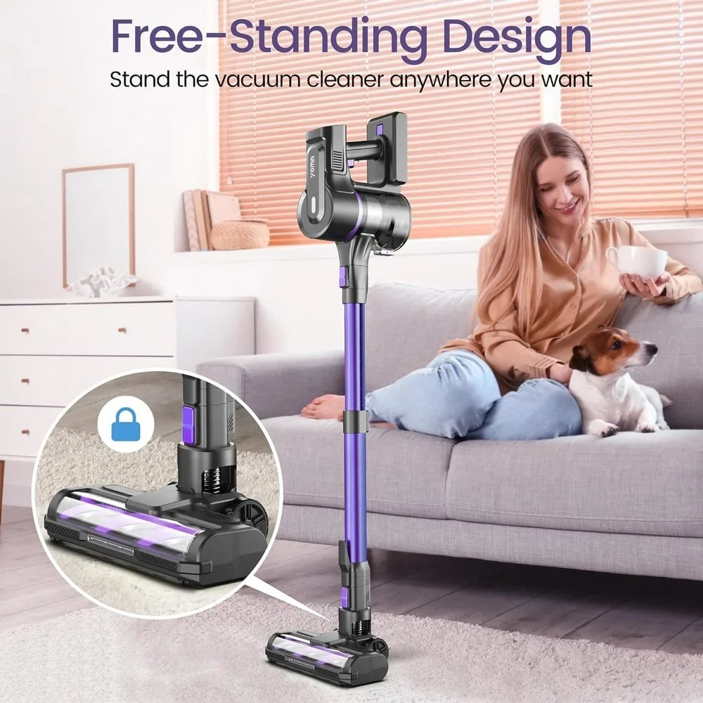 Cordless Vacuum Cleaner, 350W Stick Vacuum with 28Kpa Powerful Suction, Rechargeable Vacuum with 50min Runtime, 6-in-1 Lightweight Vacuum Cordless for Home Carpet Floor Pet Hair (Midnight Purple)
