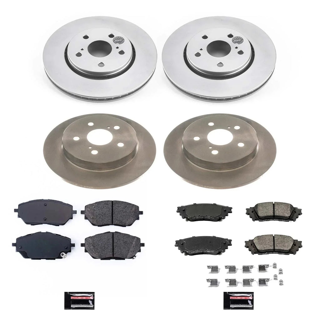 Power Stop Front and Rear Stock Replacement Brake Pad and Rotor Kit  Fits 2019 Toyota -
