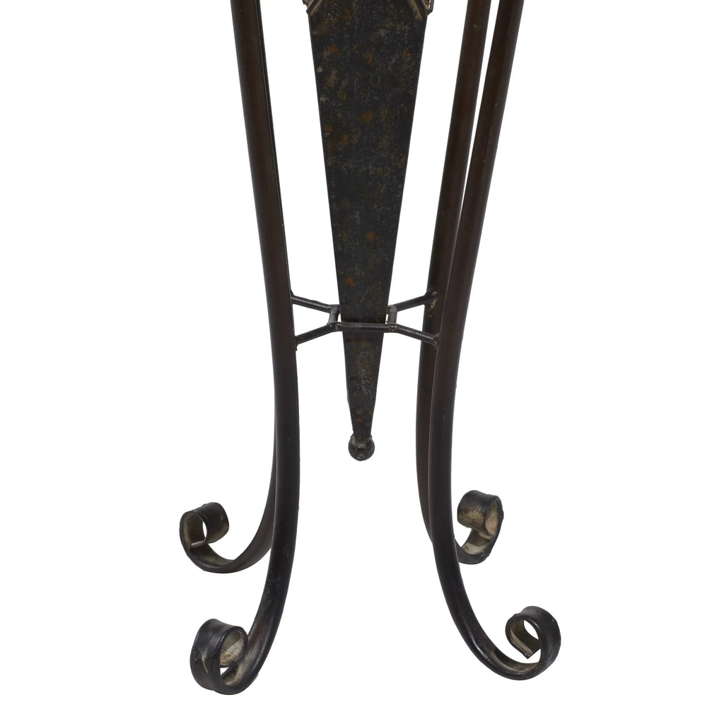 DecMode 30", 28" Indoor Outdoor Brown Metal Planter with Scroll Stand (2 Count)