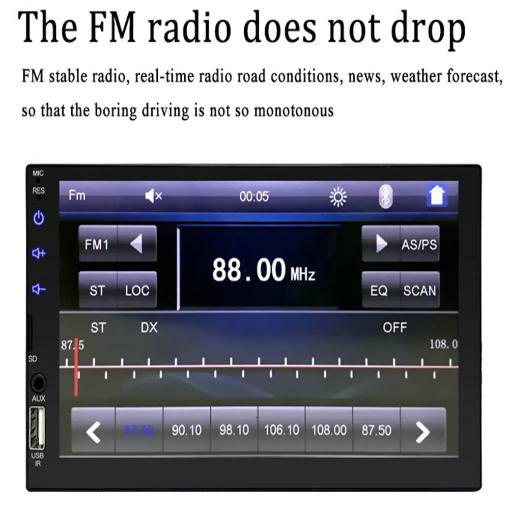 Virwir Car Multimedia Player Bluetooth 7 inch,  Car Mp5 Player Touch Screen Autoradio with Backup Camera Rear