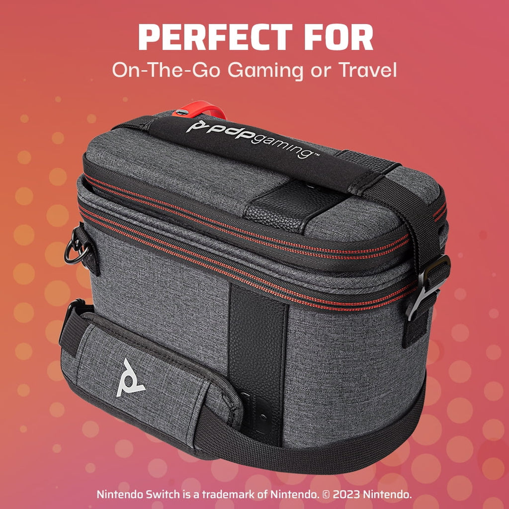 Gaming Pull--Go Travel Case Elite Edition: 2-in-1 with Built-in Console Stand, Removable Straps & Interchangeable Dividers: Grey - Nintendo Switch