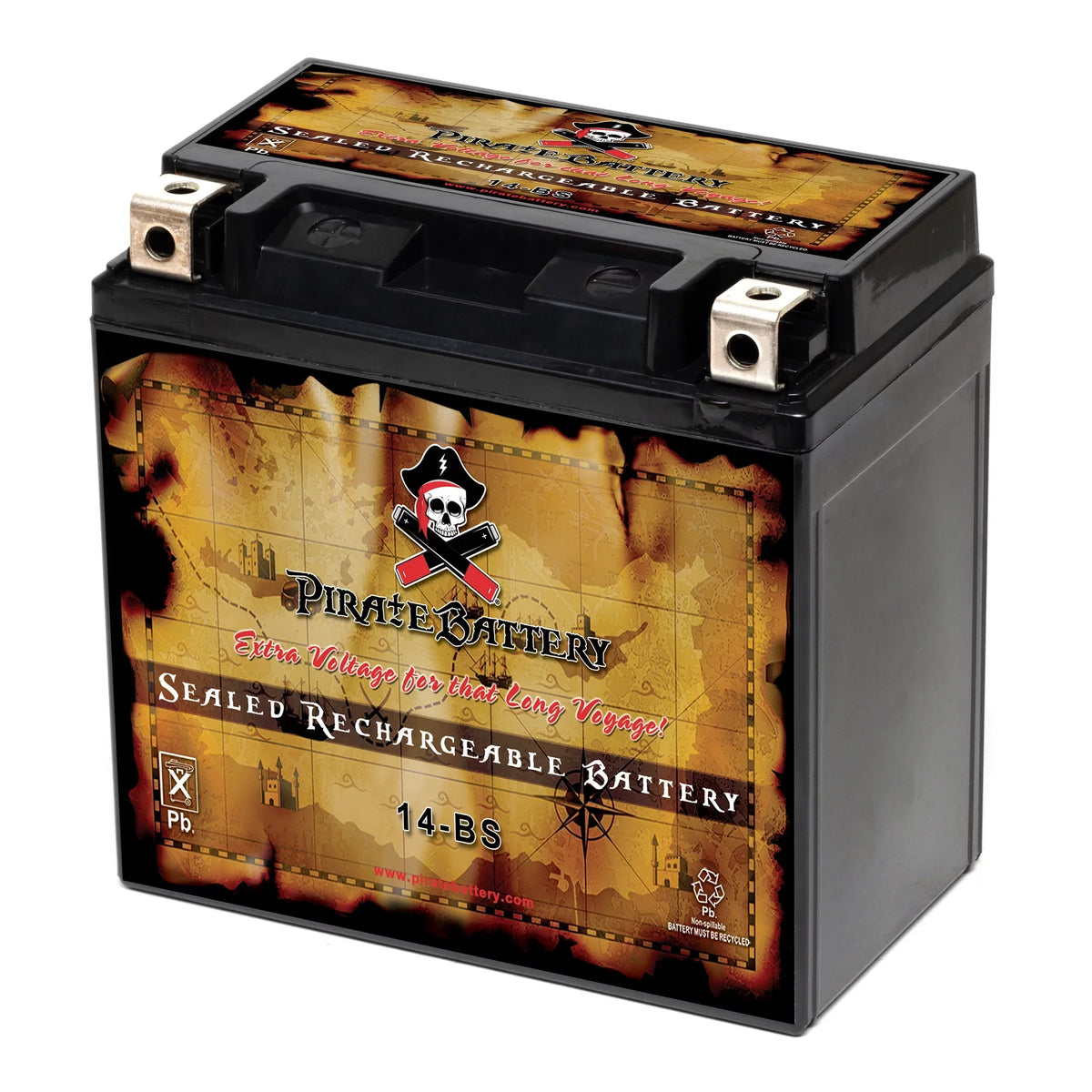 Pirate Battery - (14- 12 Volt,12 Ah, 200 ) Motorcycle Battery for Kawasaki 800cc Vn800-a, , ,  Vulcan, Classic, Drifter 1995