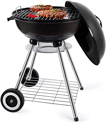 Kettle Charcoal Grill Outdoor Portable Grill Backyard Cooking Stainless Steel for Standing & Grilling Steaks, Burgers, Backyard Pitmaster & Tailgating (18" Black)