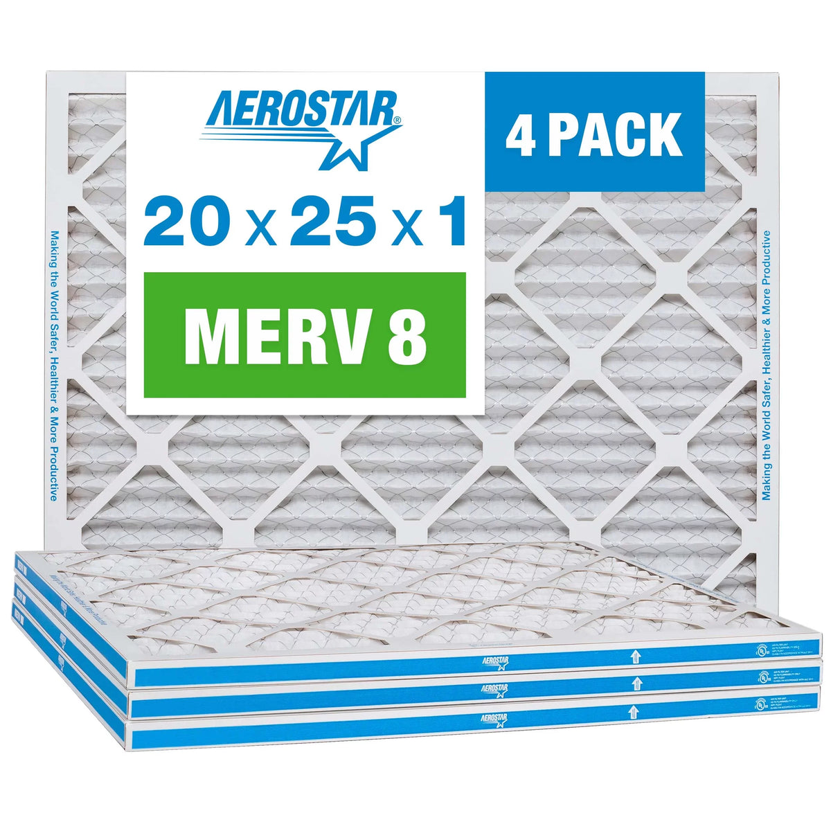 Aerostar 20x25x1  8, Air Filter, 20x25x1, Box of 4