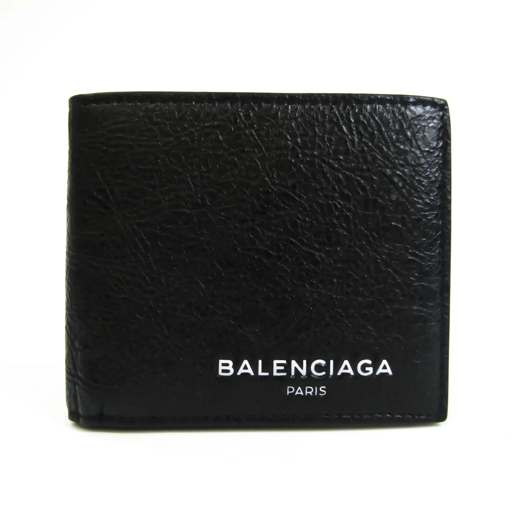 Pre-Owned Balenciaga 504934 Unisex Leather Wallet (bi-fold) Black (Good)