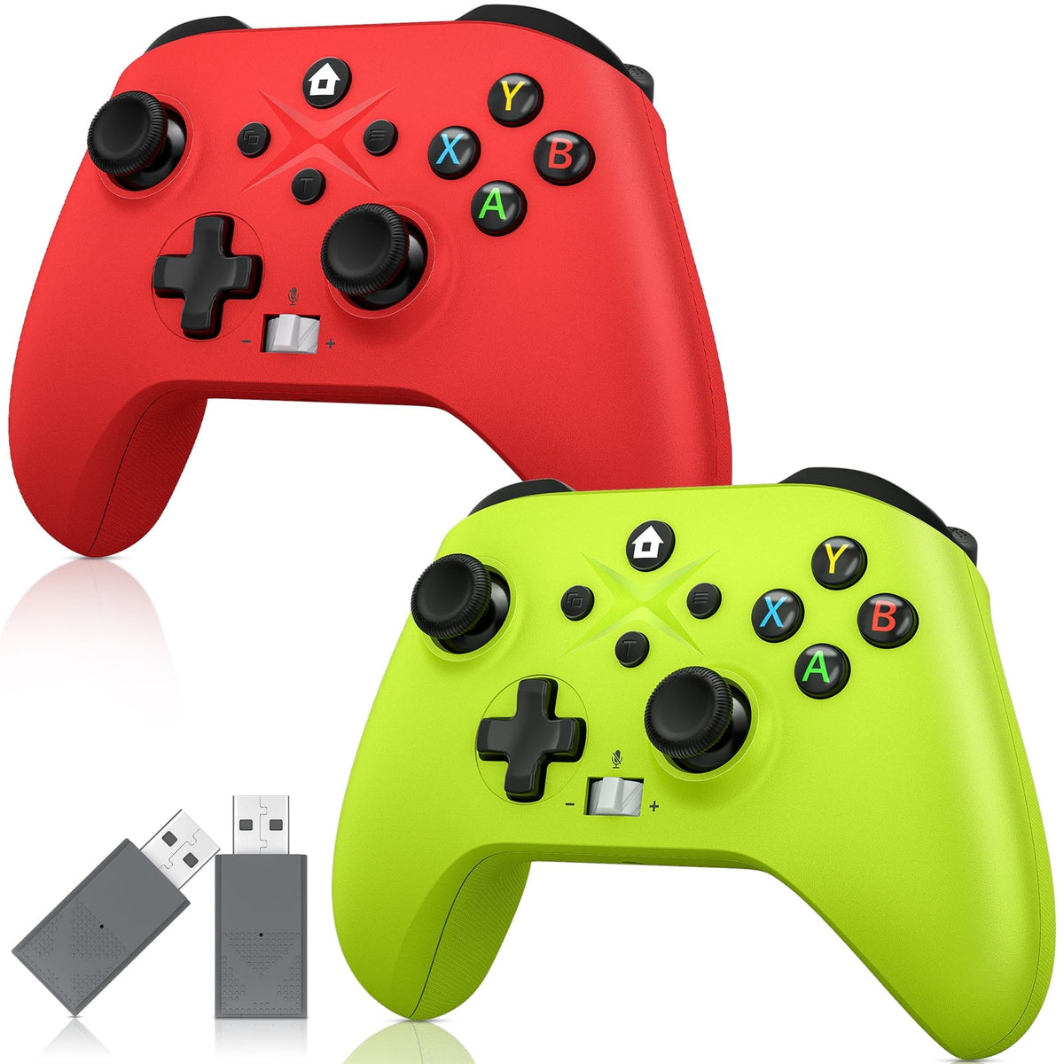 2 Pack Wireless Xbox Controller for Xbox One, Xbox One /, Xbox Series /, Windows  10/11 Gamepad with Audio Jack & Volume Button/Turbo/Macro/Motion Control & Rechargeable Battery - Green+Red