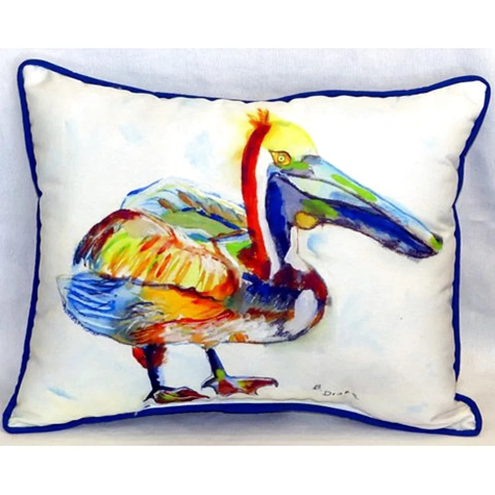 Betsy Drake  Heathcliff Pelican Indoor & Outdoor Throw Pillow- 20 x 24 in.