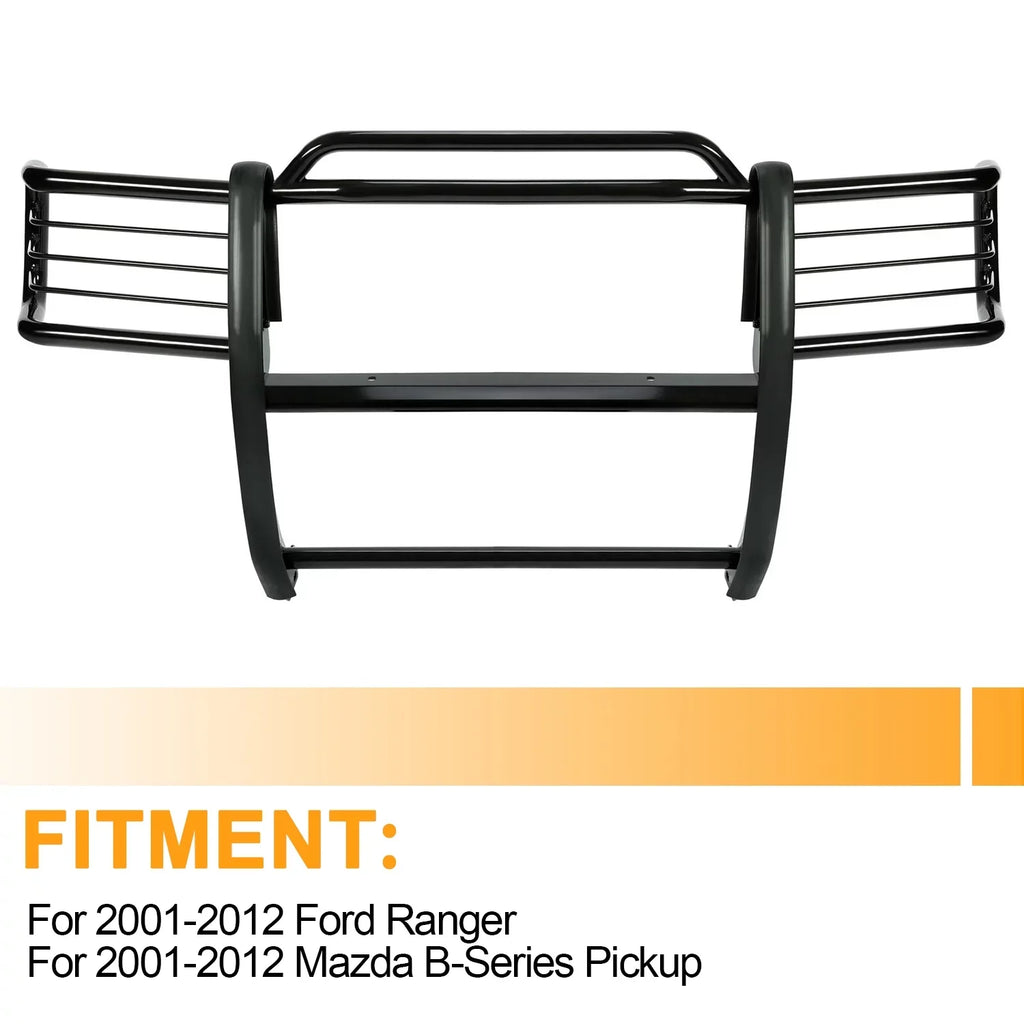 Front Grille Brush Guard Grill for Ford Ranger Mazda  Pickup Truck 2001 02 03 04 05 06 07 08 09 10 11 2012 Powder Coated Black Steel
