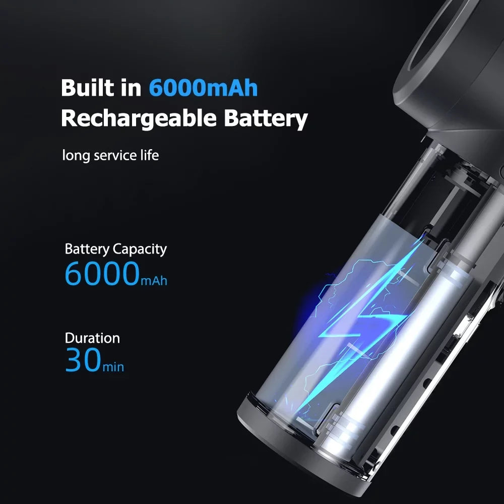 Compressed Air Duster, 50000RPM Electric Portable Air Blower with  Light, 6000mAh Rechargeable Cordless Air Duster for Computer Keyboard Fast Charge