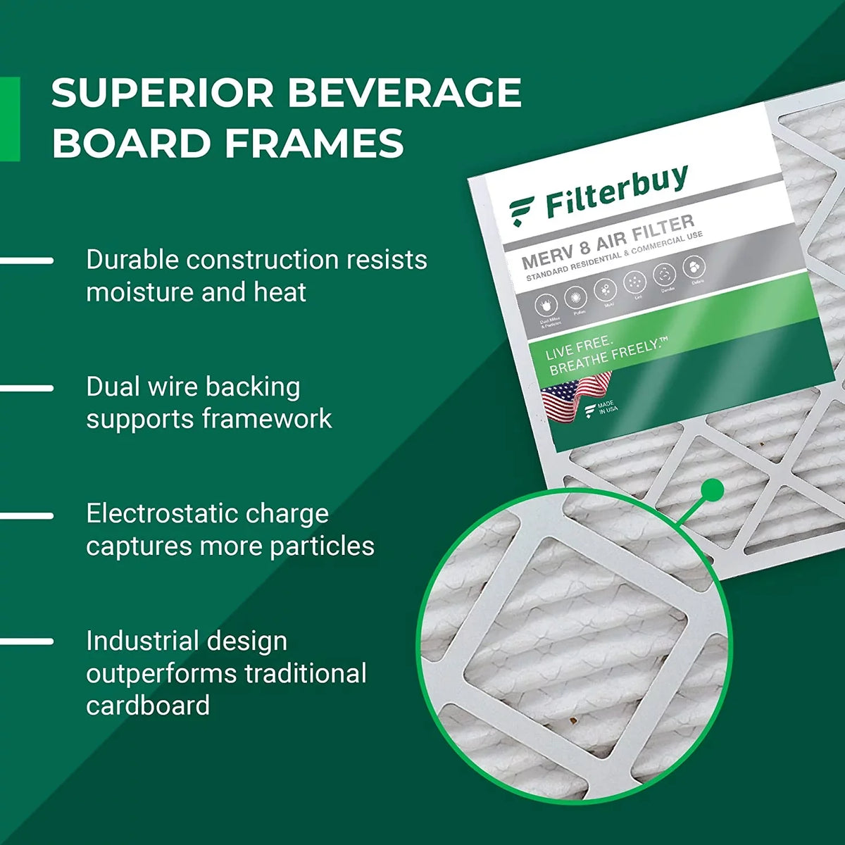 Filterbuy 14x14x1  8 Pleated   Furnace Air Filters (12-Pack)