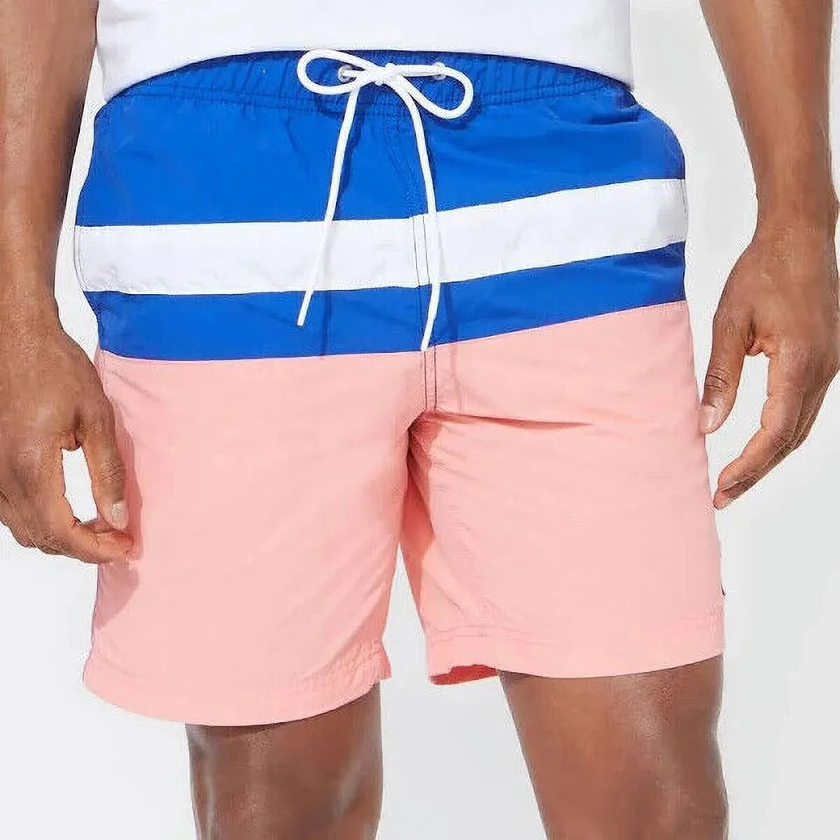 Nautica Men's Colorblocked 8" Swim Trunks  in Pale Coral-2XL