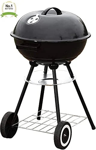 Kettle Charcoal Grill Outdoor Portable Grill Backyard Cooking Stainless Steel for Standing & Grilling Steaks, Burgers, Backyard Pitmaster & Tailgating (18" Black)