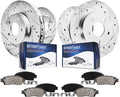 Detroit Axle - Brake Kit for 2012-2017 Toyota Camry 2013-2018 Avalon Lexus  ES300h Drilled & Slotted Disc Brake Rotors 2014 2015 2016 Ceramic Brakes Pads Front & Rear Replacement