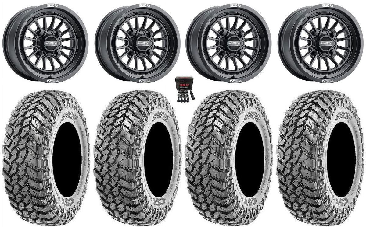 MetalFX Delta 15" Wheels Black 30" Apache Tires Polaris   1000 /   / Ranger  900/1000