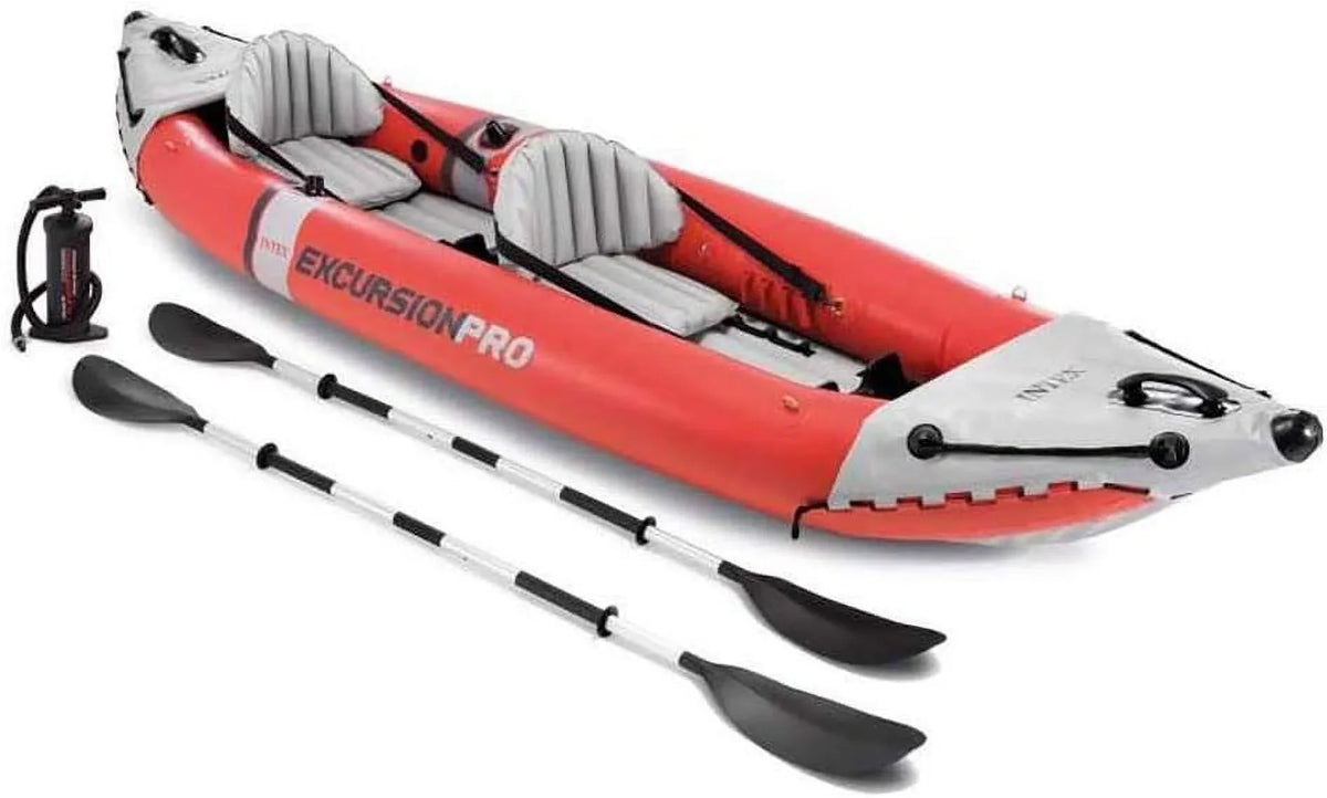 Excursion Pro Inflatable Kayak Series: Includes Deluxe 86in Kayak Paddles and High-Output Pump – SuperTough  – Adjustable Bucket Seat – Fishing Rod Holders – Grab Handles