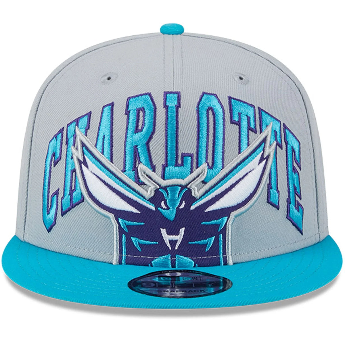 Men's New Era Gray/Teal Charlotte Hornets Tip-Off Two-Tone 9FIFTY Snapback Hat -
