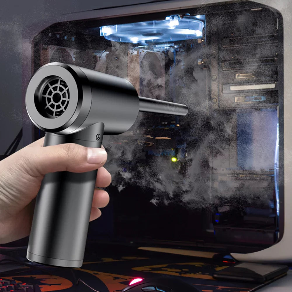 Compressed Air Duster, 50000RPM Electric Portable Air Blower with  Light, 6000mAh Rechargeable Cordless Air Duster for Computer Keyboard Fast Charge
