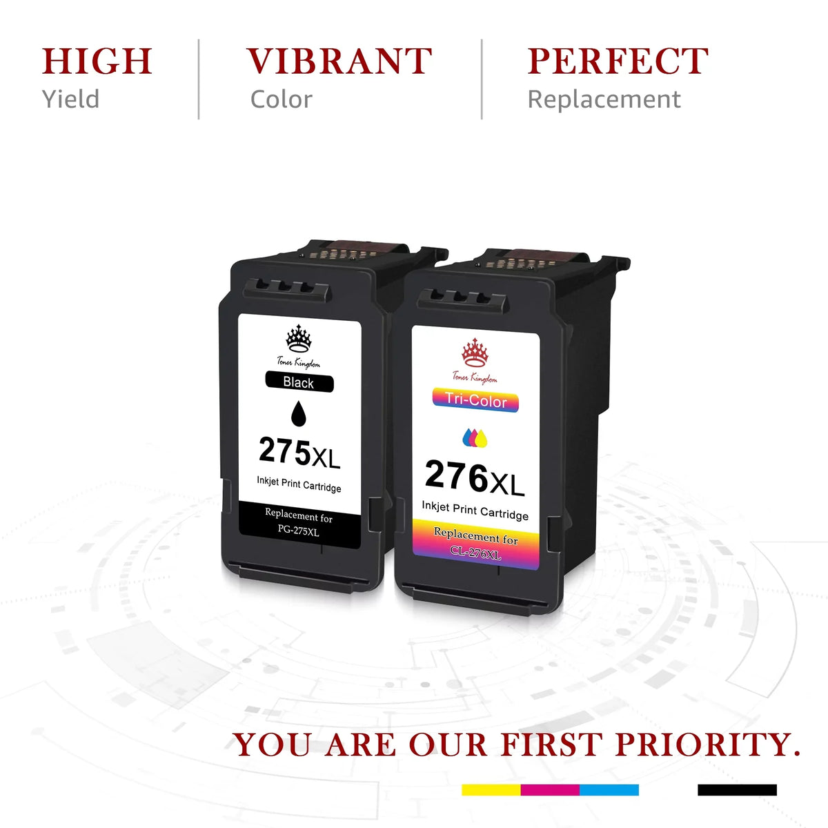 275 276 Ink Cartridges for Canon Ink 275 and 276 -275XL -276XL High Capacity 275XL 276XL Ink Cartridges for Pixma       Printer (2 Black, 1 Color)