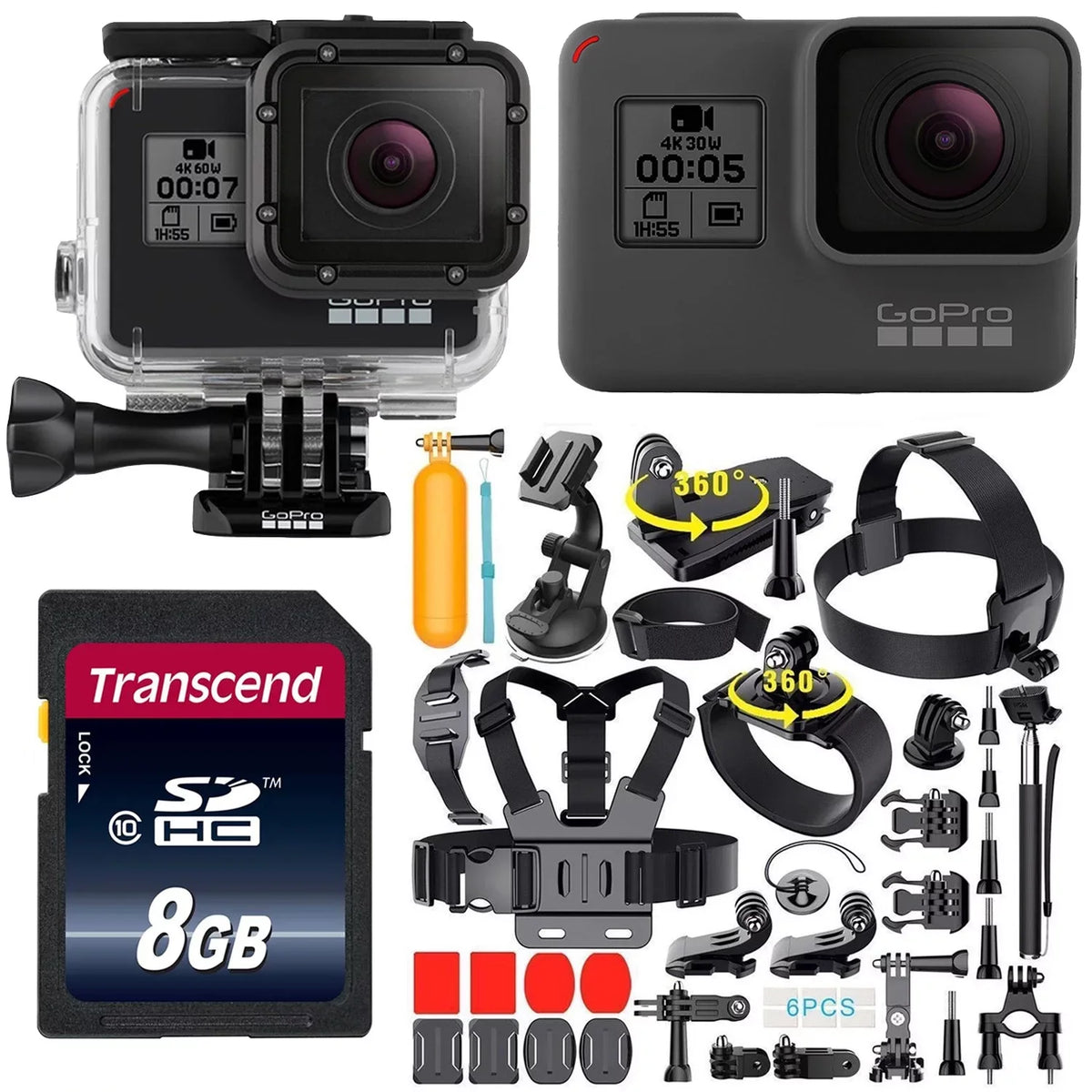 Restored GoPro  Black Action Camera Bundle 4K Video 33ft Waterproof Camcorder with 35-in-1 Accessories Kit (Refurbished)