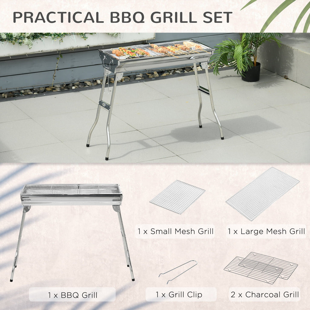Portable Charcoal Grill,Stainless Steel Folding Outdoor  Grill for Picnic,Party Grill Rack
