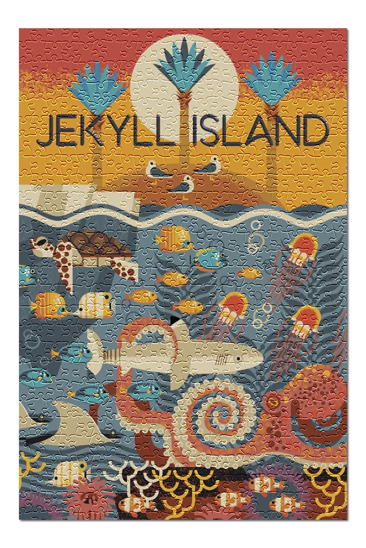 Jekyll Island, Georgia, Textured Geometric (19x27 inches, Premium 500 Piece Jigsaw Puzzle for Adults and Family, Made in )