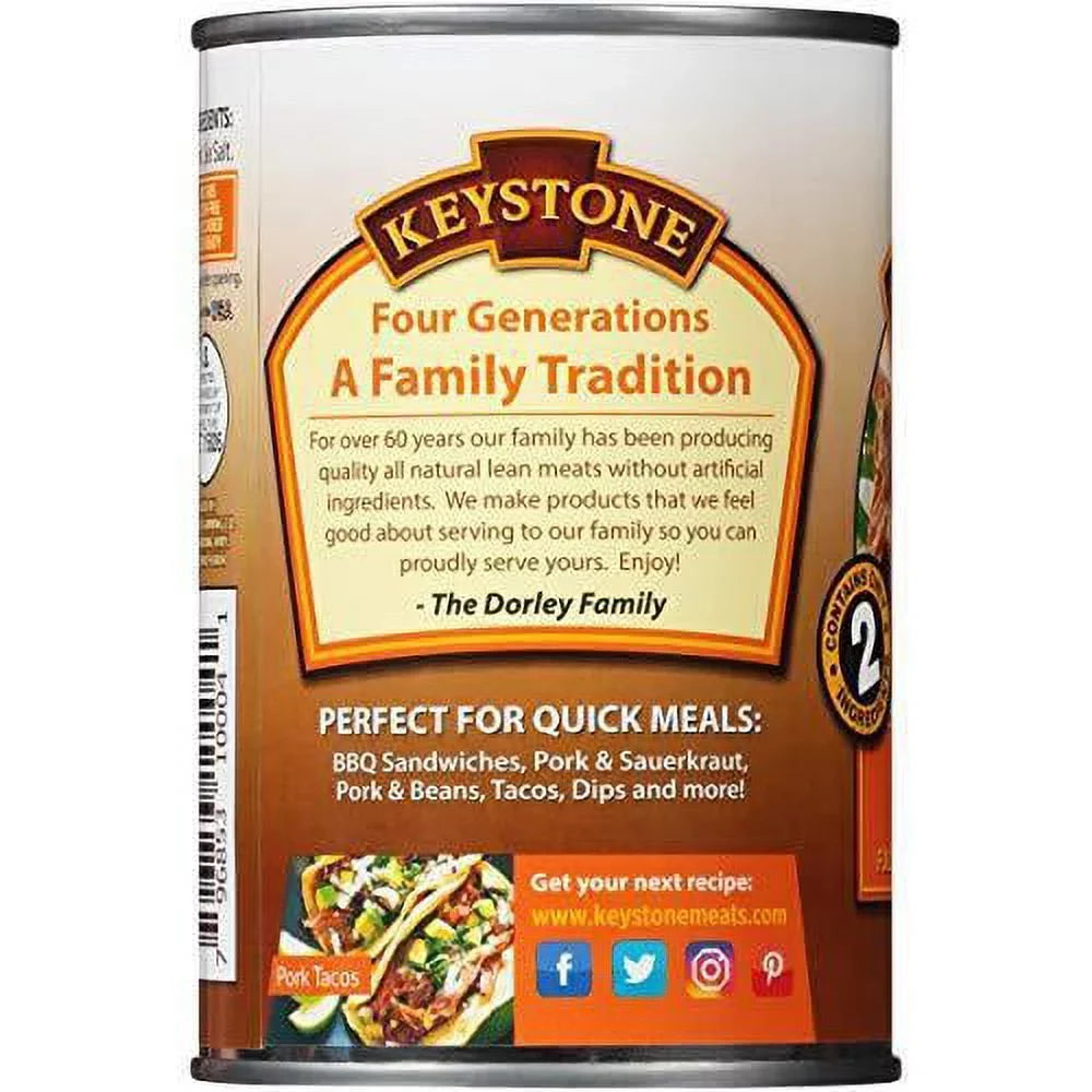 (6 Pack) Keystone All Natural Pork 14.5 oz Can  Emergency Survival Food For Camping Hiking and Backpacking Ready to Eat- Pack of 6 Cans