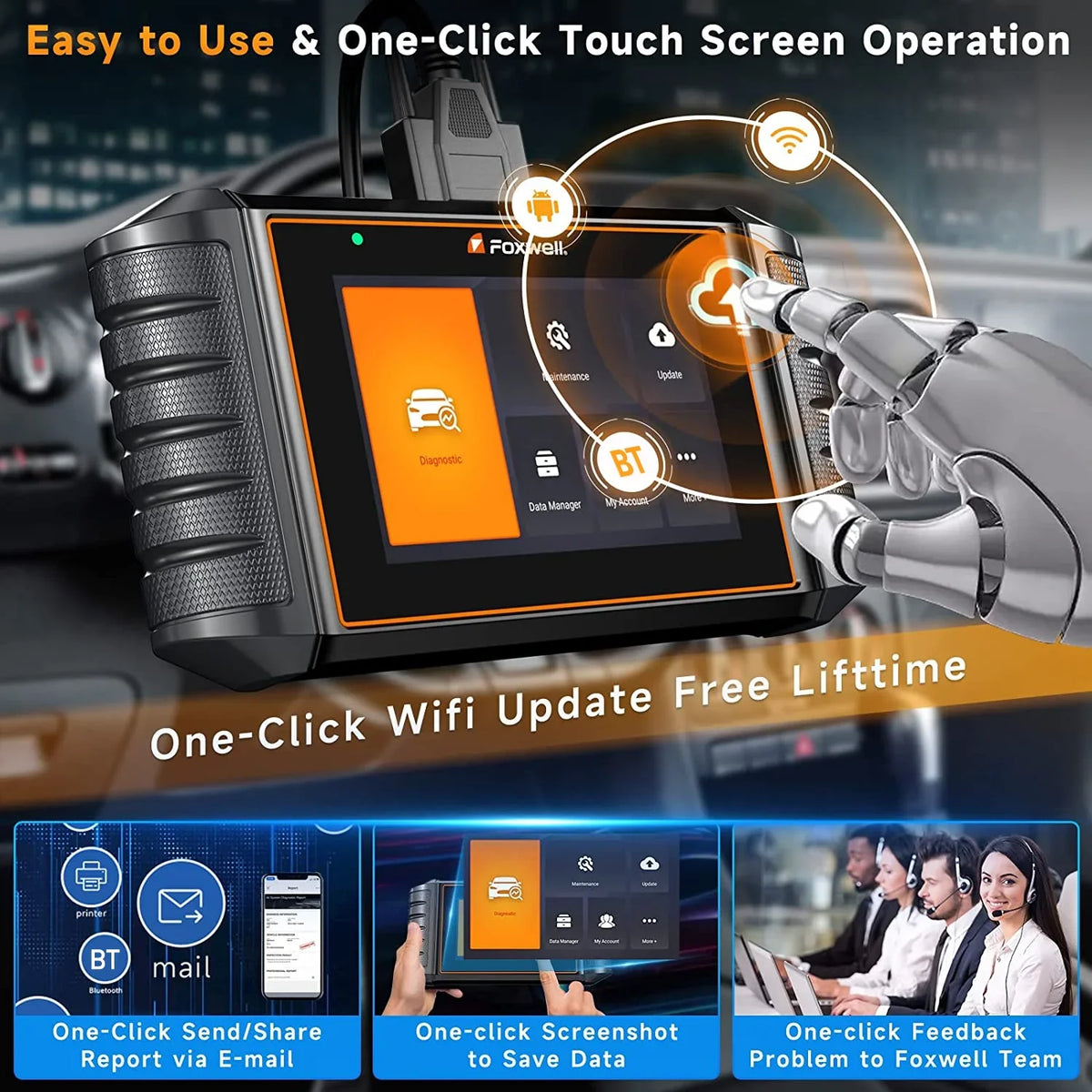 Foxwell   Scanner Automotive Bi-Directional Scan Tool Active Test All System 30+ Reset Code Reader