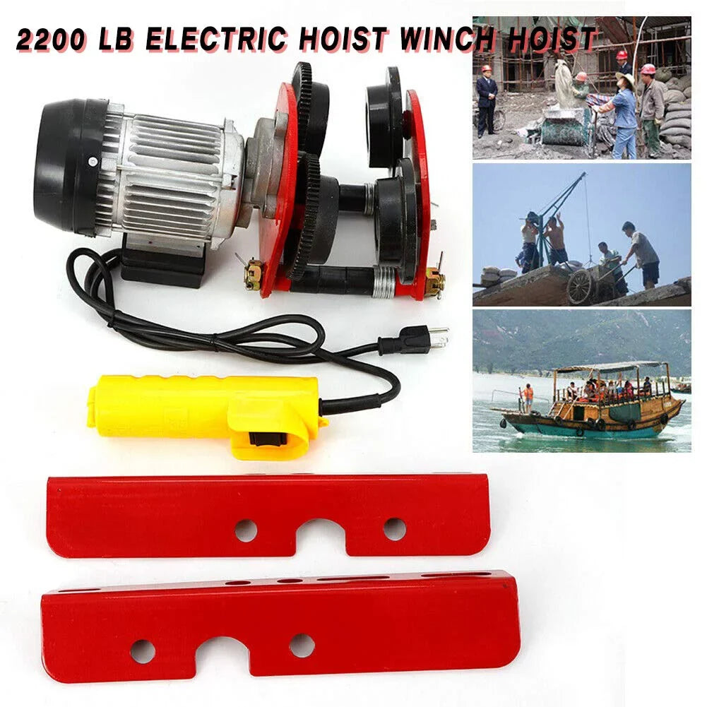 Miumaeov 2200lb Electric Overhead Motor Winch Hoist Lift Garage Crane w/ Remote 1400r/Min