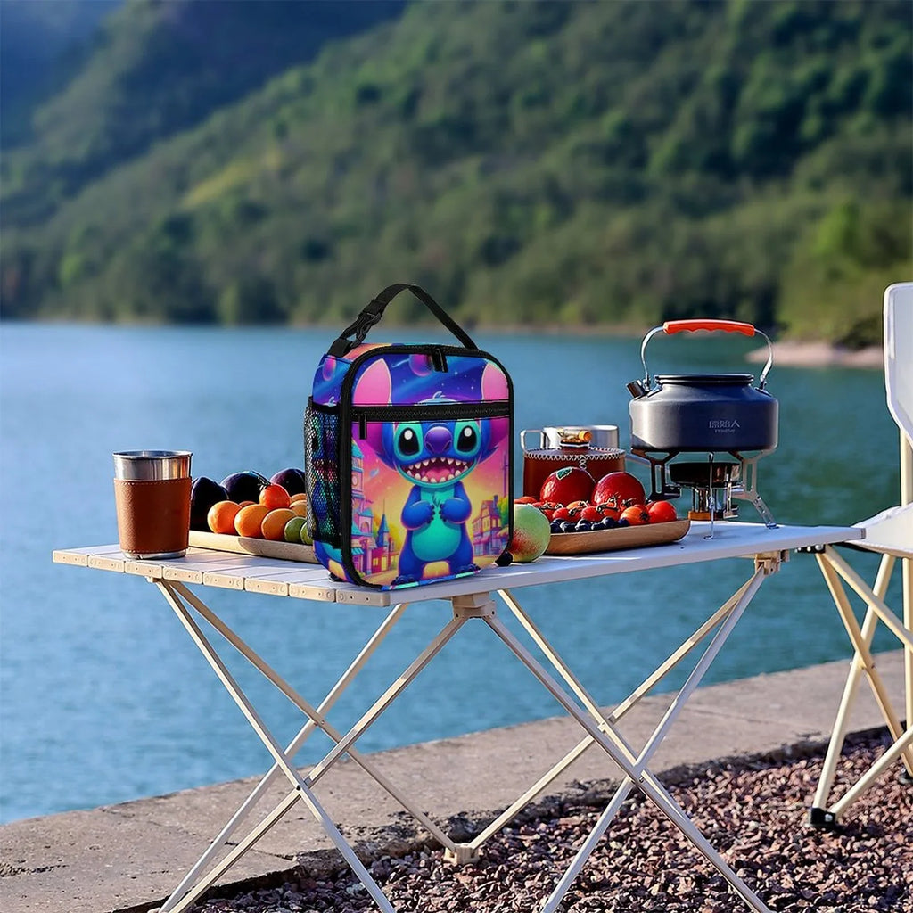 Lilo Art Stitch Portable Lunch Bag Tote Bento Bag School Office Insulated Cooler Thermal Handbag For Adult Boys Girls Kids