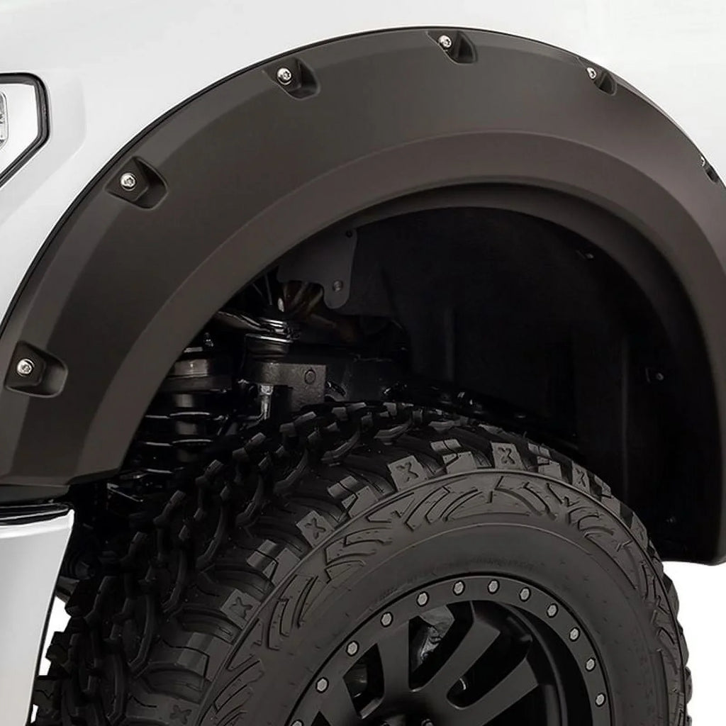 Bushwacker by RealTruck Max Coverage Pocket/Rivet Style Rear Fender Flares | 2-Piece Set, Black, Textured Finish | 10044-02 | Compatible with 2007-2018 Jeep Wrangler  Unlimited