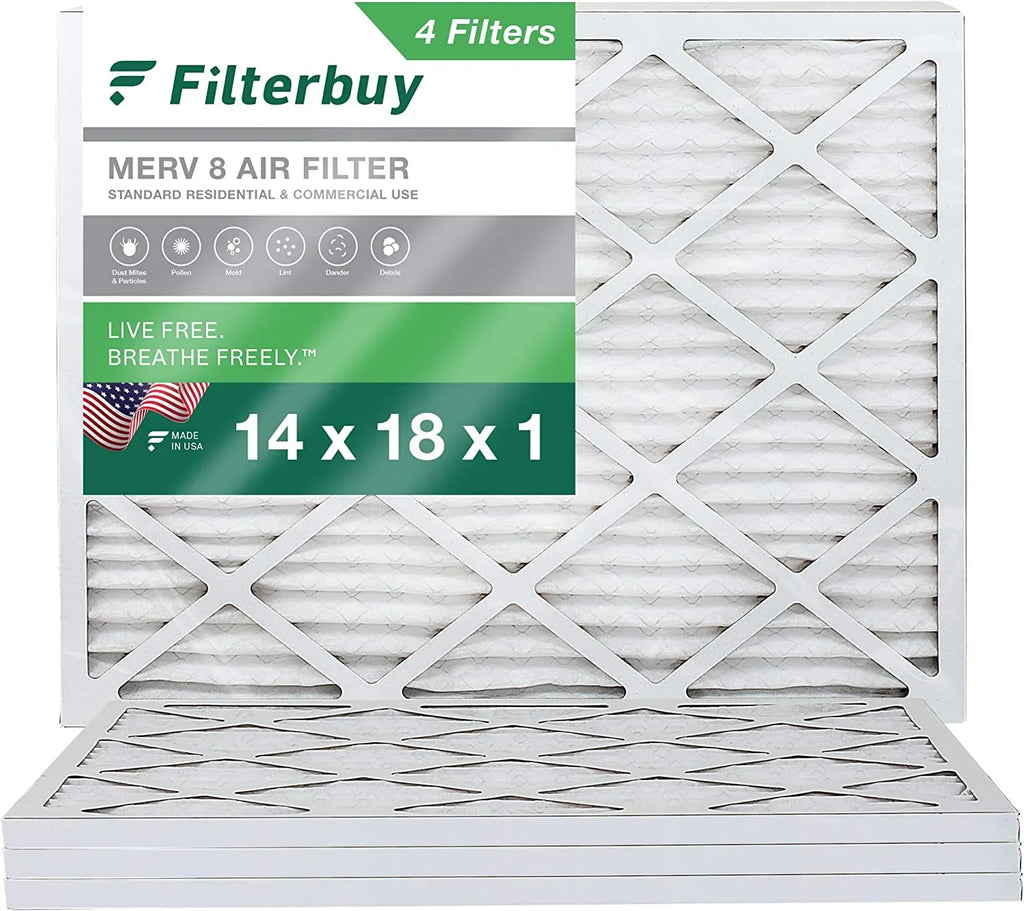 Filterbuy 14x18x1  8 Pleated   Furnace Air Filters (4-Pack)