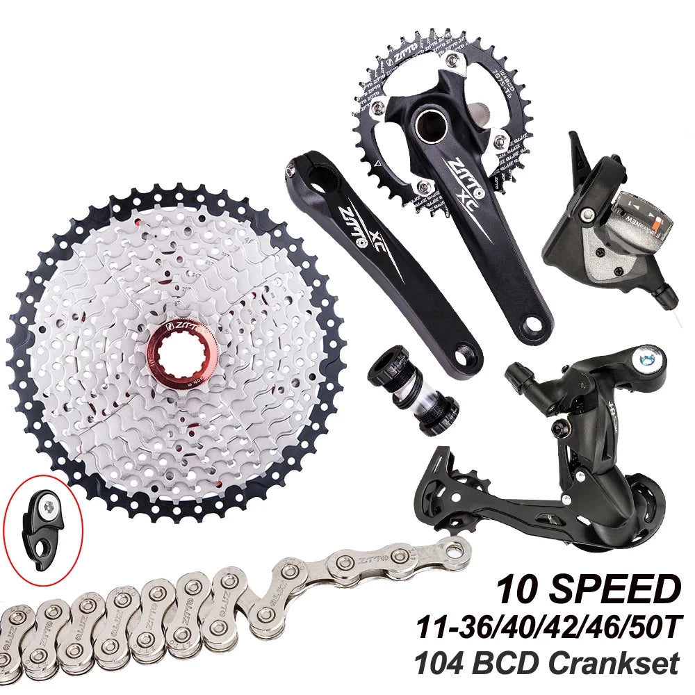 Bicycle transmission kit,Mountain Bike Crankset 11-50T 10 11-50T 10 Speed Bike Crankset 11-50T Speed   Derailleurs Shifter  Mountain Bike Speed  Derailleurs 1x10 Speed
