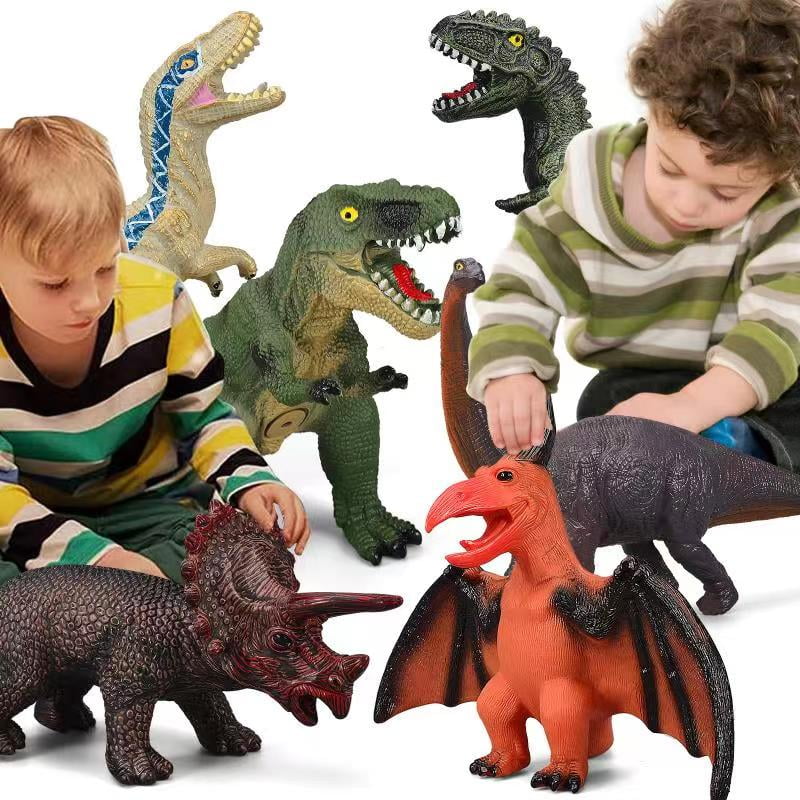 6 Piece Jumbo Dinosaur Toys for Kids and Toddlers, 13-17 Inches Blue Velociraptor -Rex, Large Soft Dinosaur Toys Set for Dinosaur Lovers - Perfect Dinosaur Party Favors, Birthday Gifts