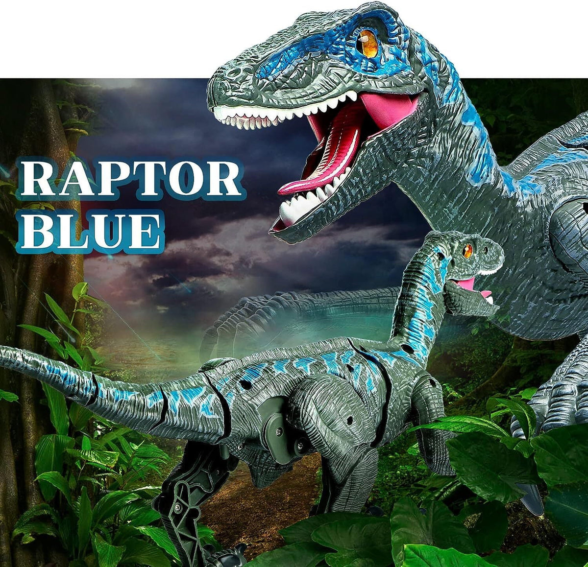 JBee Ctrl Remote Control Dinosaur Toys for Kids Boys Girls Walking Robot  -Rex with Lights and Sounds Dinosaur Toy Gifts for Boys Age 3-5, 5-7, 8-12 Years Old - Blue
