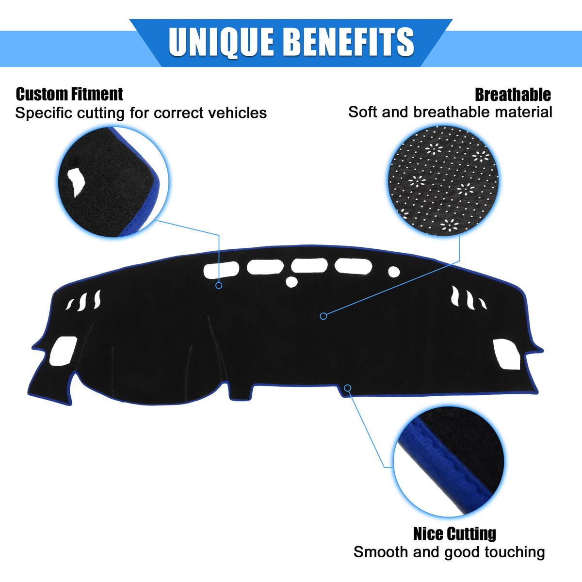 Unique Bargains Car Center Console Dashboard Cover Compatible for Nissan Kicks 2017-2020 Protective Polyester Blue
