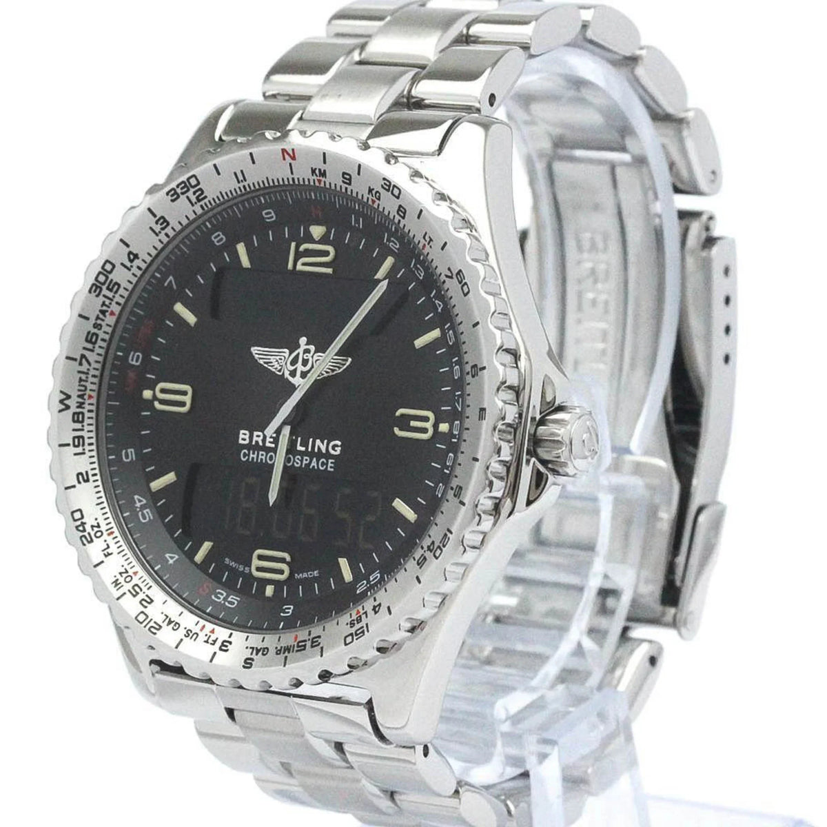 Pre-Owned Polished  Chronospace Steel Quartz Mens Watch .1  (Good)