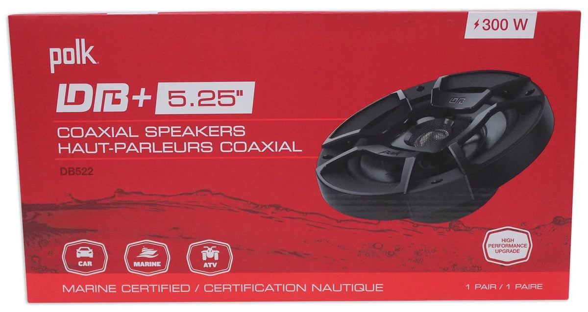 (2) Polk Audio  5.25" 600w Car Audio Marine//Motorcycle/Boat Speakers Bundle with (2) Rockville  10 Watt